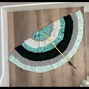 NWOT Hand made tree skirt rustic owl motif teal white black green